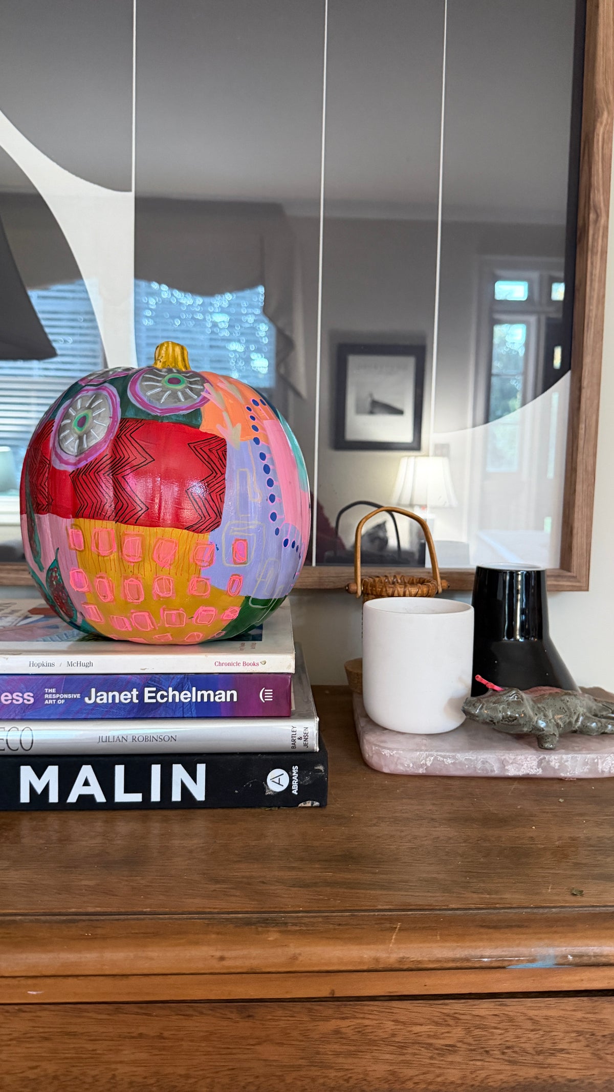 Black Zig Zag Pumpkin | 9" round