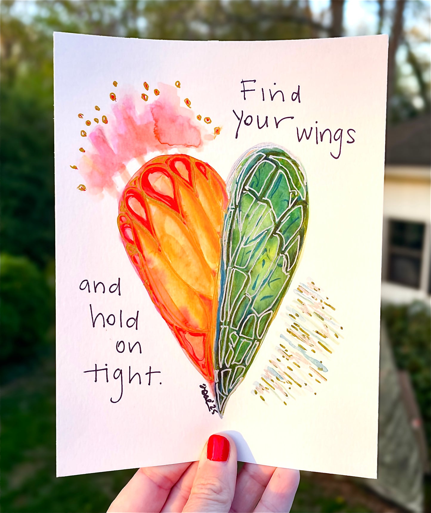 Abstract Heart: Find Your Wings + Hold on Tight